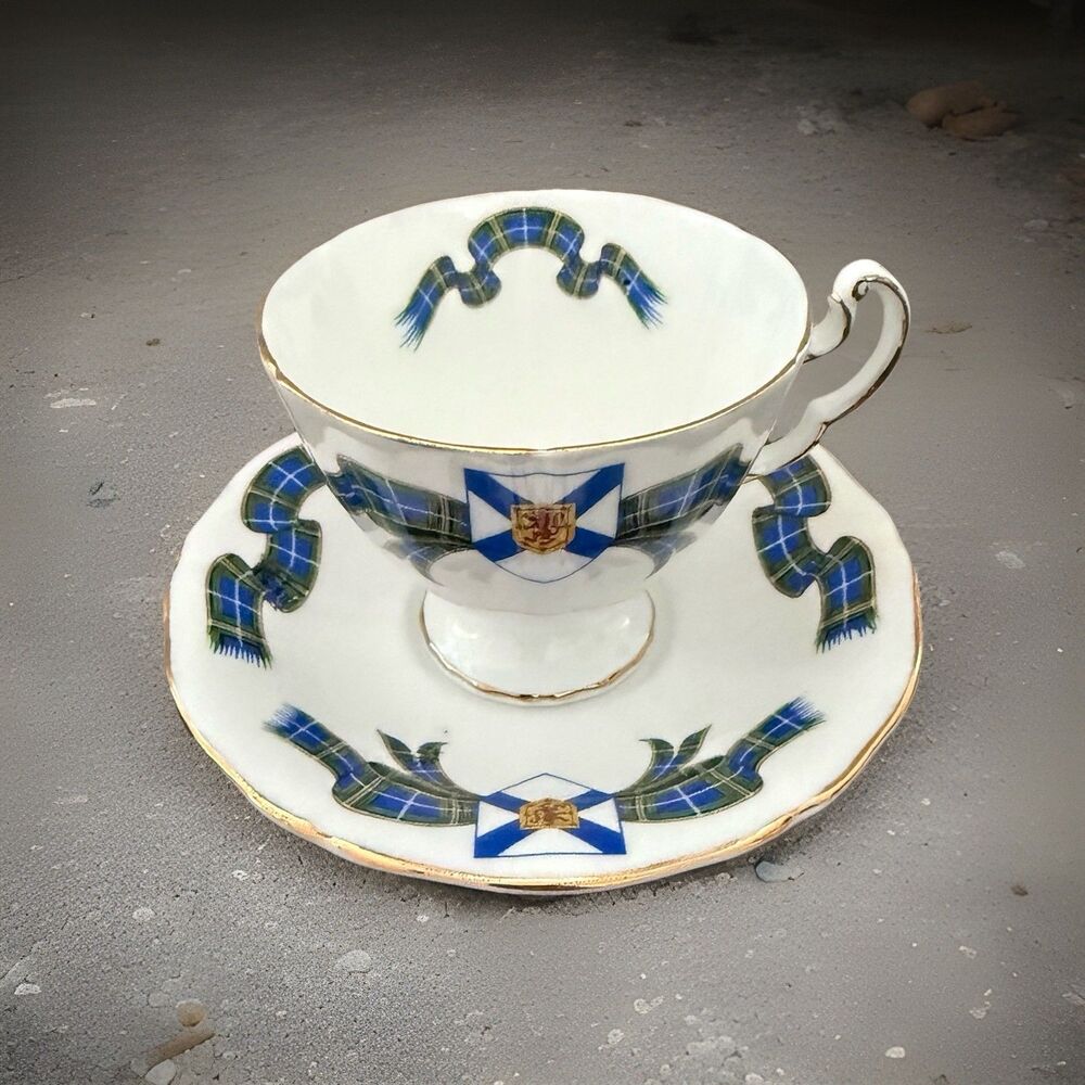 ADDERLEY English Fine Bone China Cup and Saucer Nova Scotia Tartan  Crest Lion